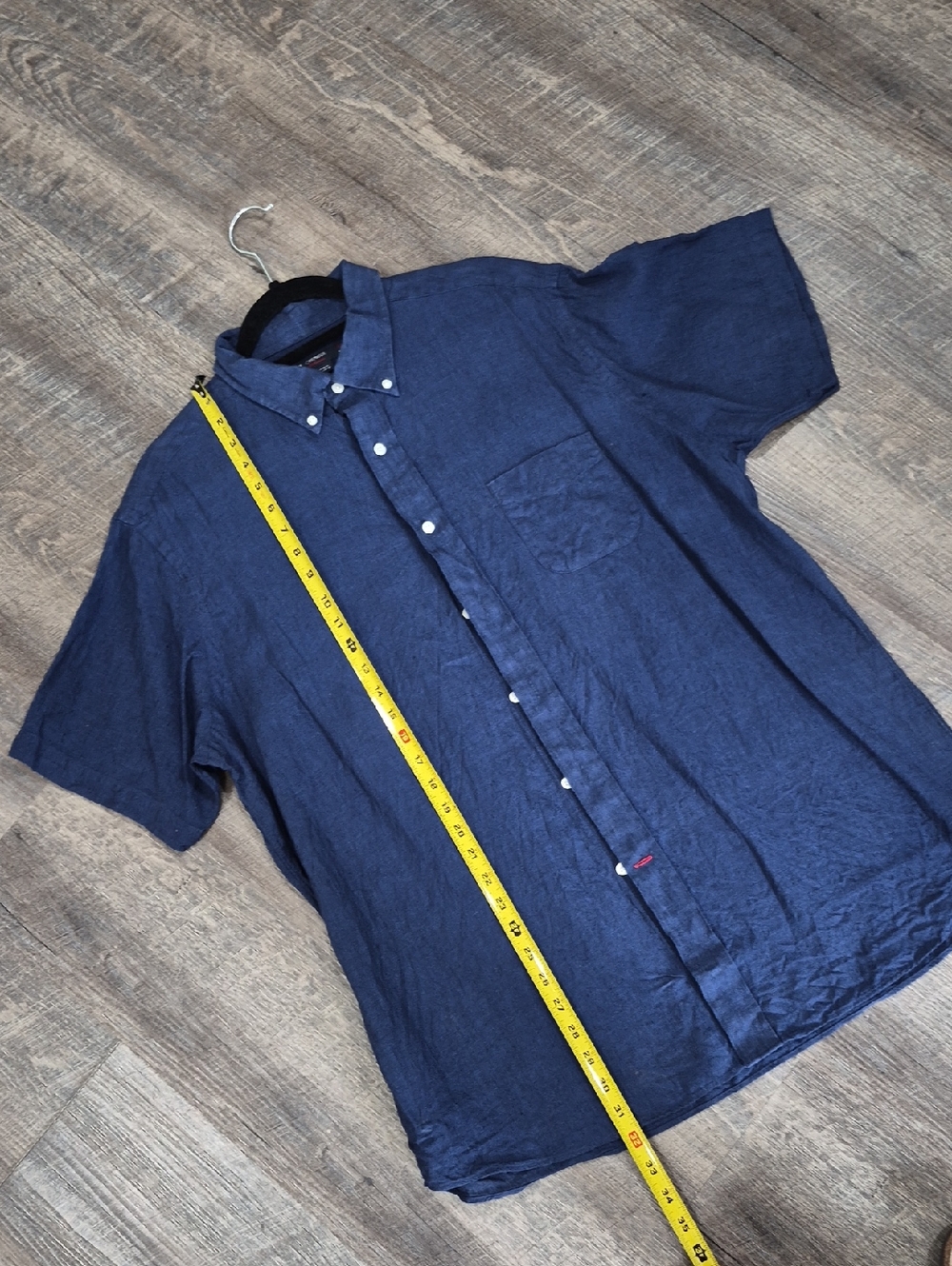 Daniel Cremieux Linen Navy Short-Sleeve Button-Down Shirt
